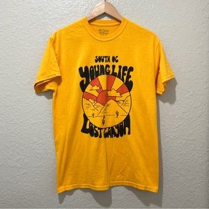 South OC Young Life Lost Canyon Marigold Yellow Graphic Tee T-shirt, size M